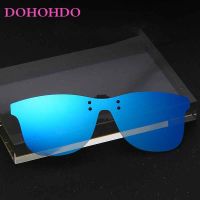 DOHOHDO Men Polarized Clip-On Sunglasses Flip Up Rimless Sunglasses Photochromic Clip On Sun Glasses For Driving Fishing UV400