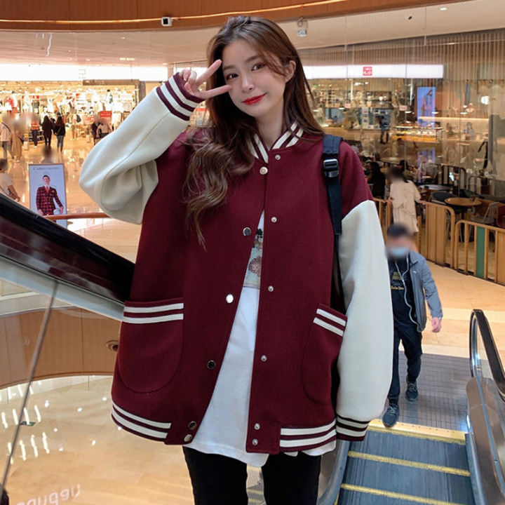 Spring and Autumn Baseball Uniform Women Ins Korean Casual Loose