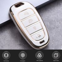 hgjmgkkk Car TPU Key Holder Case Cover For Hyundai Tucson Solaris Sonata Hybrid NX4 NEXO Santafe Dn8 4 Buttons 2022 2021 2020 Accessories