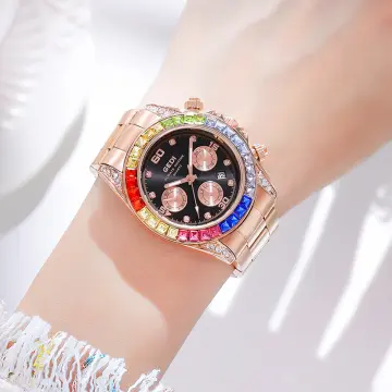 Gedi Blue Diamond Dial Rectangle Studded Luxury Watch for Women & Girls  (Black) : Amazon.in: Fashion