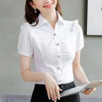 COD DSFERTRETRE New White blue office lady Shirt Womens Short sleeve Slim Shirt wing design S-5xl Womens Shirt