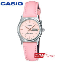 Casio Standard นาฬิกาข้อมือผู้หญิง สายหนัง รุ่น LTP-V006L-4BUDF (สายหนังสีชมพู / หน้าปัดชมพู)