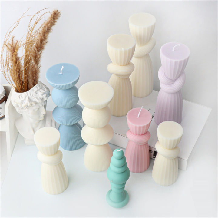 diy-handmade-crafts-making-tools-cylindrical-vertical-pattern-candle-mold-double-knotted-striped-knotted