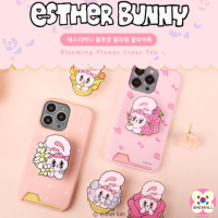 [Esther Bunny] Blooming Flower อะคริลิคใส Smart Grip Finger Talk Cell Phone Holder, Mobile Accessories