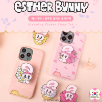 [Esther Bunny] Blooming Flower Clear Acrylic Smart Grip Finger Talk ที่วางโทรศัพท์มือถือ,อุปกรณ์เสริมมือถือ