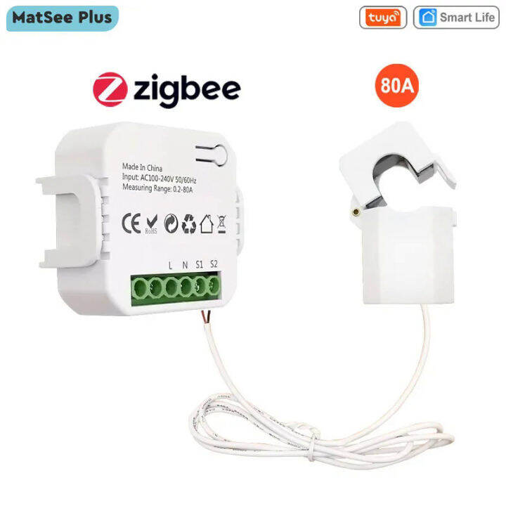 Tuya Smart Life ZigBee Clamp Power Digital Meter Tenaga Monitor 80A CT ...