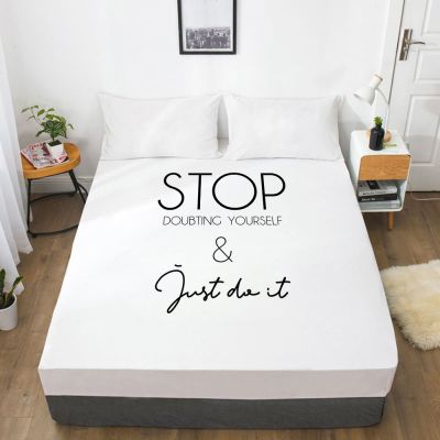【jw】✉✹✐  Lençol de cama com letras brancas para colchão 180x200 90x200 tamanho/design personalizado elástico