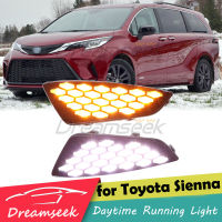 ไฟตัดหมอก LED 3สีสำหรับ Toyota Sienna XSE 2021 2022 2023 ไฟวิ่งตอนกลางวันไฟตัดหมอกสำหรับขับรถพร้อมสัญญาณเลี้ยวที่ต่อเนื่องแบบไดนามิก