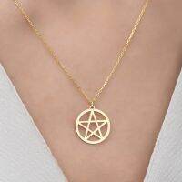 Stainless Steel Necklace Fashion Pentagram Star Necklace For Women Chain Pendant Choker Necklaces Jewelry Collares Para Mujer