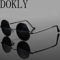 Dokly New Fashion show style glasses real Polarized sunglasses vintage sunglass round sunglasses UV400 Black lens