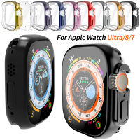 360กรอบใสแบบเต็มรูปแบบเคสสำหรับ Apple Watch นาฬิกา49มม. เคสบางพิเศษ TPU กันกระแทกหน้าจอสำหรับ I Watch Series 8/7 41มม. 45มม. ฝาครอบป้องกัน