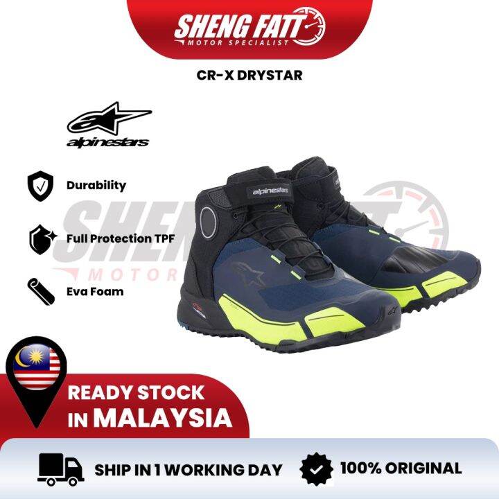 ALPINESTARS CR-X Drystar Motorcycle Shoe Superbike Riding Shoe Kasut ...