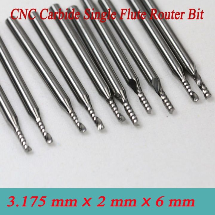 10pcs3เครื่องตัดและแกะสลักอุปกรณ์เจาะขลุ่ย-cnc-เดี่ยวขนาด175-2-0-6มม-สว่านดอกเจียรใบมีดสำหรับงานตัดอะคริลิค-mdf