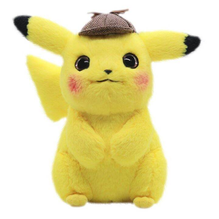 คุณภาพสูงตุ๊กตาปิกาจูนักสืบโปเกมอนต้นฉบับตุ๊กตาอะนิเมะการ์ตูน-pikachu-น่ารักของเล่นเด็กของขวัญคริสต์มาส