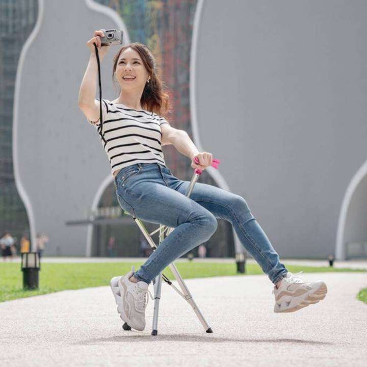 เก้าอี้ไม้เท้าพกพา-ta-da-chair-ไม้เท้าพับได้-เพียงหนึ่งคลิกเก้าอี้กางออกอัตโนมัติ-นั่งได้ทุกที่ทุกเวลา-น้ำหนักเบาพกพาสะดวก-รับน้ำหนัก-100kg