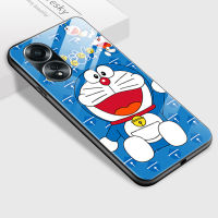 เคส Hp A58 OPPO 4G สำหรับ Oppo A584g ลายการ์ตูนสุดหรูสำหรับเด็กผู้หญิงกระจกนิรภัยมันวาวเคสแมว Doraemn ด้านหลังเป็นเคสโทรศัพท์ขอบนิ่ม