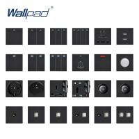 ❉♗ DIY EU UK Wall Socket Push Button Switch Electrical Outlet Black Function Key Only Free DIY 55x55mm S6 Series Wallpad