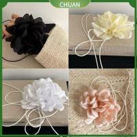 CHUAN 2pcs 12ซม. ค่ะ สร้อยคอปกดอกกุหลาบ ดอกไม้กุหลาบขนาดใหญ่ เชือกปรับได้ โชคเกอร์กุหลาบ เครื่องประดับอัญมณีอัญมณี สร้อยคอโซ่กระดูกไหปลาร้า สำหรับผู้หญิง