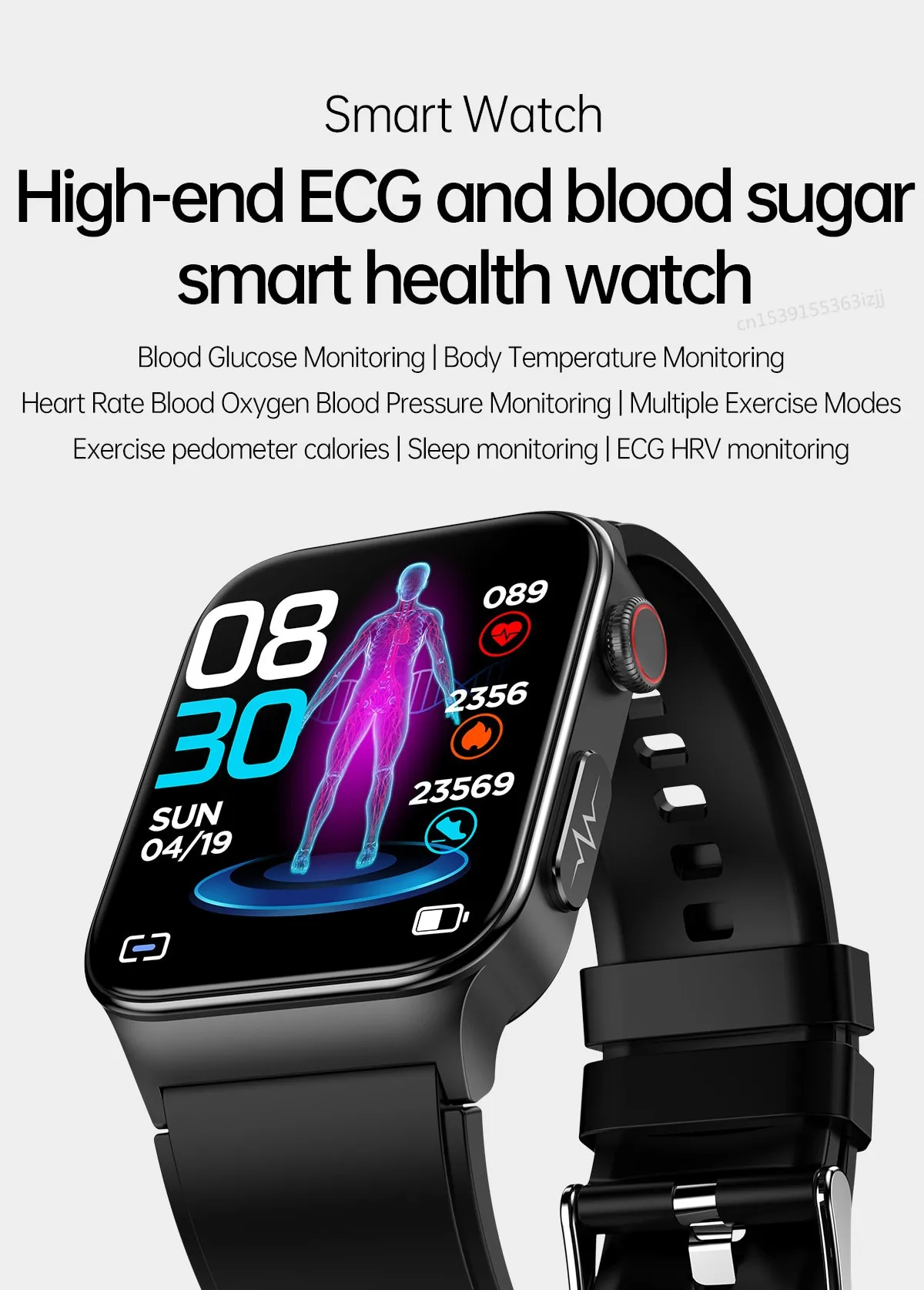 New LED Rechargeable Wrist Blood Pressure Monitor English / Russian /  Portuguese