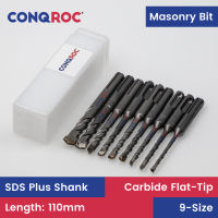 110mm SDS Plus Shank Masonry Drill Bits Set Carbide Flat-Tip for Electric Hammer 9-Size Diameter-4&amp;5&amp;5.5&amp;6&amp;6.5&amp;7&amp;8&amp;10&amp;12mm