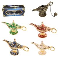 Retro Aladdin Magic Lamp Decoration Crafts Metal Vintage Wishing Light Figurines Desktop Ornaments Home Decoration Accessories