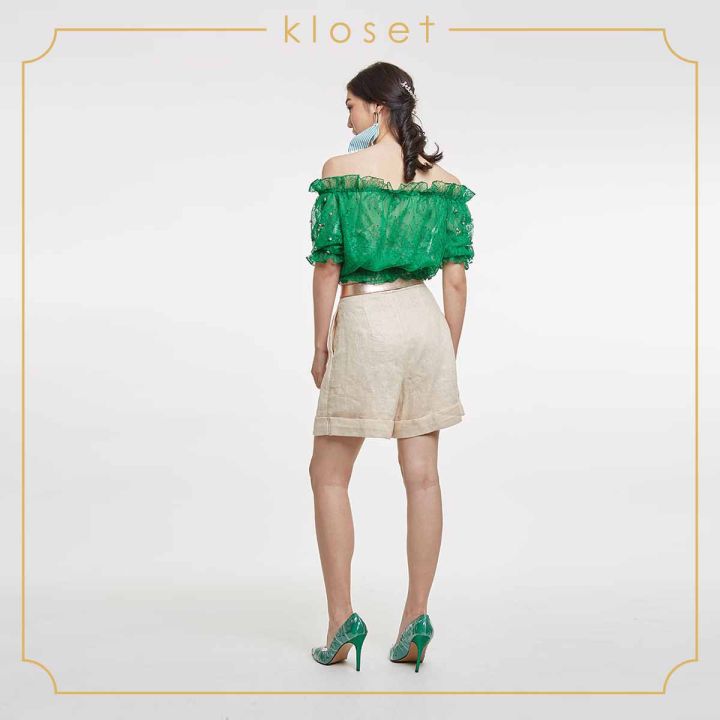 kloset-design-summer-lover-high-waist-shorts-rs20-p003-กางเกงผ้าลินิน-กางเกงขาสั้น-กางเกงขาสั้นแฟชั่น