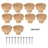 [HOT NNQJKYIYWHG 512] 10PCS ไม้หวายตู้จับ Beech ลิ้นชัก Dresser ดึงตู้ครัวประตู Knobs ตู้เสื้อผ้าดึง Handle