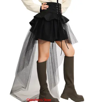 Gothic Women Tulle Skirts Waist Belt for Women Ruffles Pirate