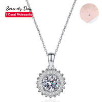 Serenity วัน S925แผ่นเงิน Pt950เครื่องประดับ Fine D สี1กะรัต Moissanite สร้อยคอบันไดสแควร์จี้โซ่คอ