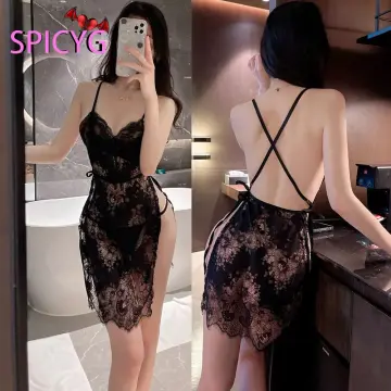 Sexy Lingerie - Woman Transparent Lace Slip Dress Nightdress