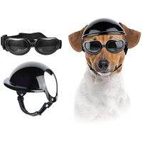 ATUBAN Small Dog Goggles with Helmet UV Protection Adjustable Doggy Sungalsses Windproof Antifogging Motorcycle Puppy Glasses