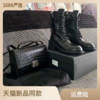 Cowhide Edition~ Cowhide + New ANN Sepatu BOOT Pendek รองเท้าหนังแท้สลิมส้นสูง Martin มิดทรงกระบอกแฟชั่นรองเเท้าบูทจักรยานยนต์