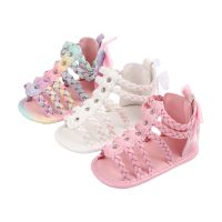 【hot】！ Children Baby Sandals Anti-Slip Leather Hollow Flat Shoes with Back Bow