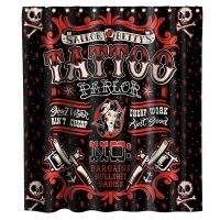 Vintage Punk Style Tattoo Pirate Sailor Skull Funny Theme Fabric Tattoo Shower Curtain