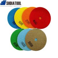 SHDIATOOL 7pcs/set 4inch Dry Diamond Polishing Pads 100mm Resin Diamond Flexible Sanding Disc Porcelain Tile Marble 50-3000