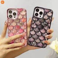 FZT เคสสำหรับไอโฟนโทรศัพท์ลายนางเงือกมีกลิตเตอร์หรูหราขนาดปลาสีสันสดใสกรอบเคลือบด้วยไฟฟ้าแบบนิ่ม11 12 13 14 15 Pro Max 14 15 Plus