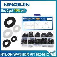 ♀ NINDEJIN 465pcs Black White Nylon Washers Assortment Kit M2 M2.5 M3 M4 M5 M6 M8 M10 M12 M14 M16 Plastic Plain Flat Washer Set