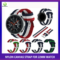 BassPal 22MM Triped Nylon Sport สายสำหรับ Samsung เกียร์ S3ชายแดน/นาฬิกา Galaxy Classic 46Mm Active 2 3 4 5Pro 44Mm นาฬิกา Huawei Gt2 Amazfit GTR 47Mm /Amazfit 3 Watch Band ข้อมือ