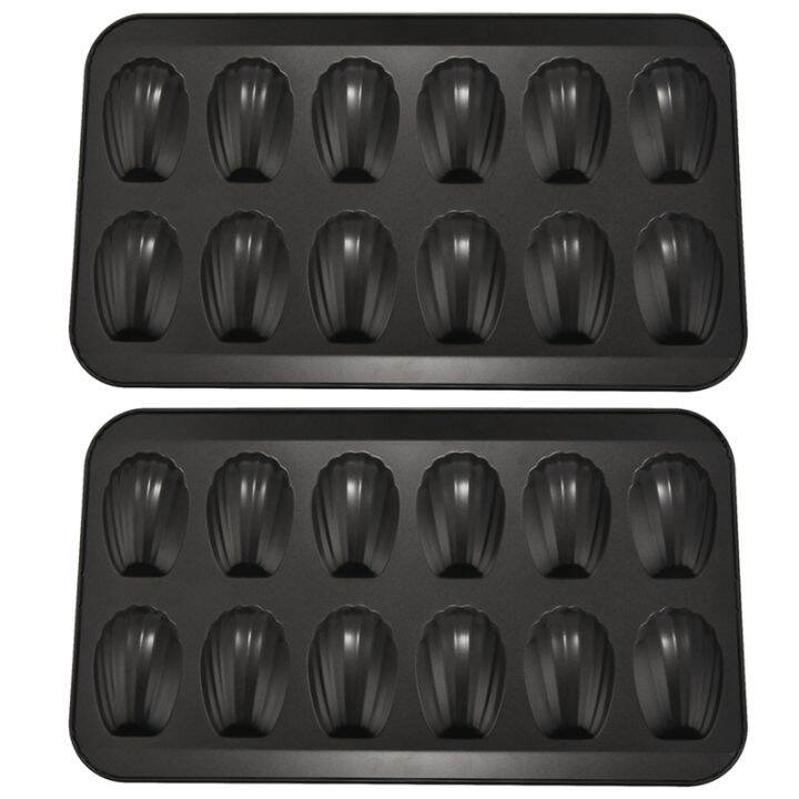 2-packs-non-stick-madeleine-pot-baking-mold-12-with-shell-cake-baking-tray-chocolate-non-stick-baking-tray-used-for-oven-baking-black