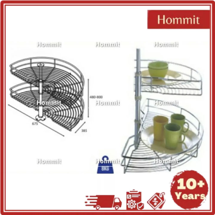 180 Degree Rotating Corner Basket Kitchen Cabinet Swivel Basket