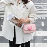 Pink Love Contrast Color Girly Small Square Bag Fashion 2023 New High Sense Hand Bag Chain Mini Shoulder Bag