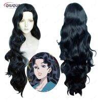 Yamagishi Yukako 120ซม. วิกผมยาวผจญภัยแบบแปลกประหลาดคอสเพลย์สีดำสีน้ำเงินทนความร้อนได้วิกผม + หมวกวิกแบบอิสระ