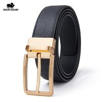 BISON DENIM Sabuk Pria Kasual Kualitas Tinggi Pria Sabuk Kulit Asli Tali Pria Celana Panjang Mewah Jeans Gaun Sabuk untuk Pria