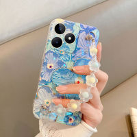 เคสโทรศัพท์ Realme C51 C53 C55 C33 C30 C30S ใหม่ดีไซน์ดอกไม้2023ดอกพร้อมสายคล้องมือปลอกซิลิโคนนิ่ม C51ฝาครอบโทรศัพท์ NFC