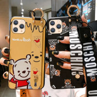 Iphone CaseCute หมีแฟชั่น iPhone SE 12 11 Pro Max 6 6S 7 8 Plus XR XS Max Soft IMD ที่ถือสายรัดข้อมือฝาหลัง