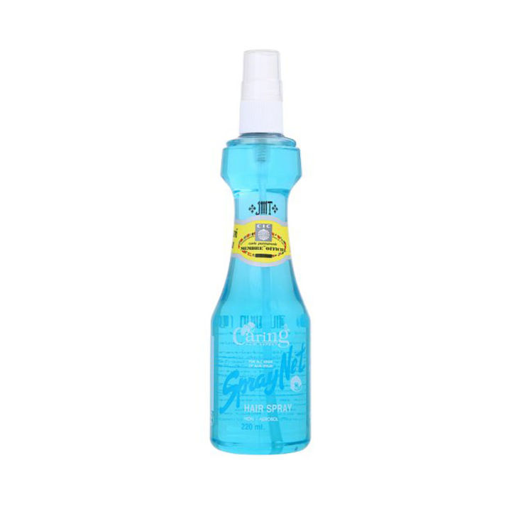 Caring Spray Net Hair Spy แคริ่ง สูตรแข็งอยู่ทรง สีฟ้า 220 ml.