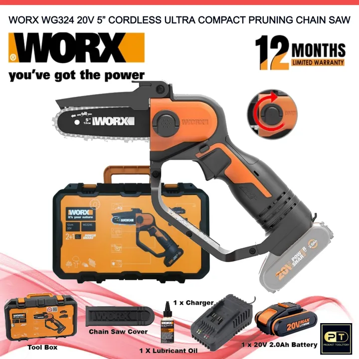 WORX WG324 20V 5” Cordless Ultra Compact Pruning Chain Saw No Ratings