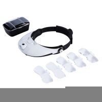 【support】 yiyin2068 Adjustable Headband 5 Lens Binoculars Magnifier 2 LED Jewelry Repair Reading Magnifying Glass Third Hand Loupe PMMA Optical Lens