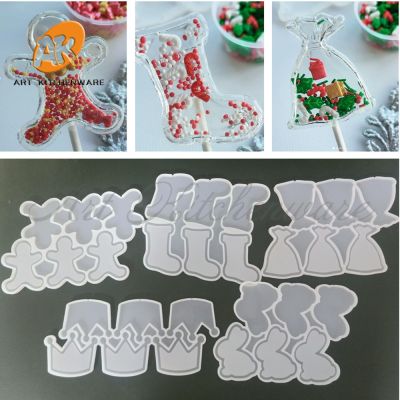 【YF】 Christmas Gingerbread/Crown/Easter Bunny Design Lollipop Silicone Mold Chocolate Candy Mould Cake Decorating Tools Bakeware