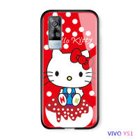 UCUC เคสโทรศัพท์เคสสำหรับ VIVO Y51 2020เคสโทรศัพท์การ์ตูนสำหรับสาวกรณีHello Kitty KT Cat Glossyกระจกเทมเปอร์ฝาหลังปลอก